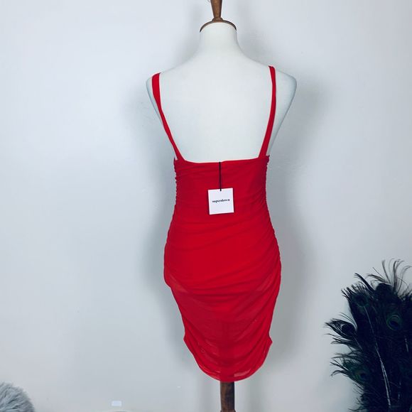 superdown Darlene Mesh Mini Dress (Red, Medium) - Picture 7 of 9